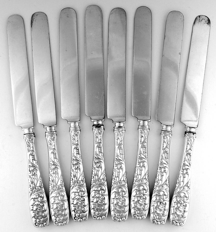 No. 70 (Sterling, 1885) Blunt Hollow Knife with Bolster - Set of 8 by Gorham Silver-1