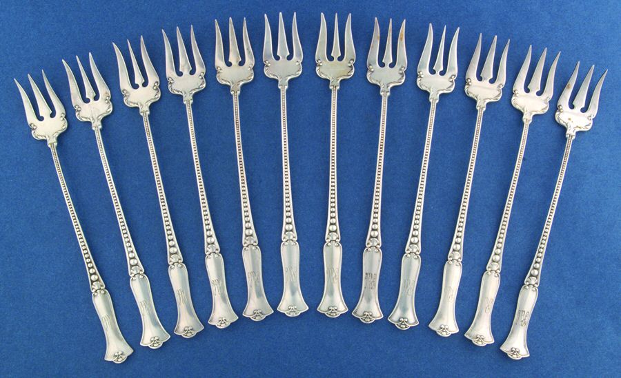 No. 844 (Sterling, 1895) Cocktail/Seafood Fork - Set of 12 by Gorham Silver-1