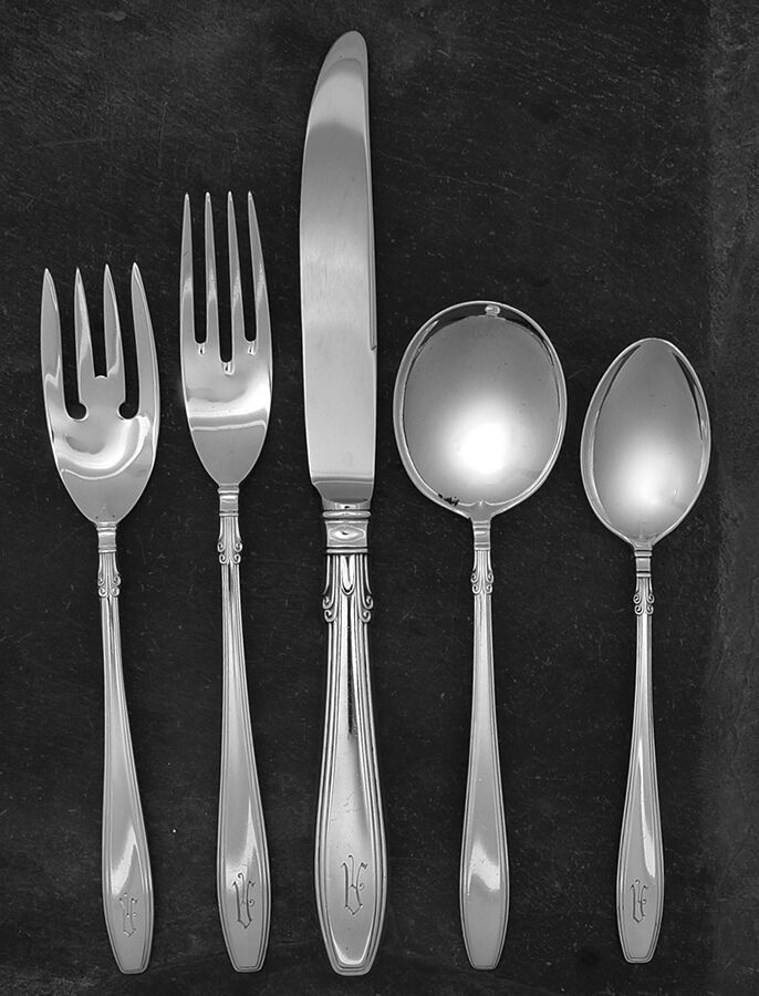 Nocturne (Sterlng, 1938, No Monos) 40 Piece Estate Set by Gorham Silver-1