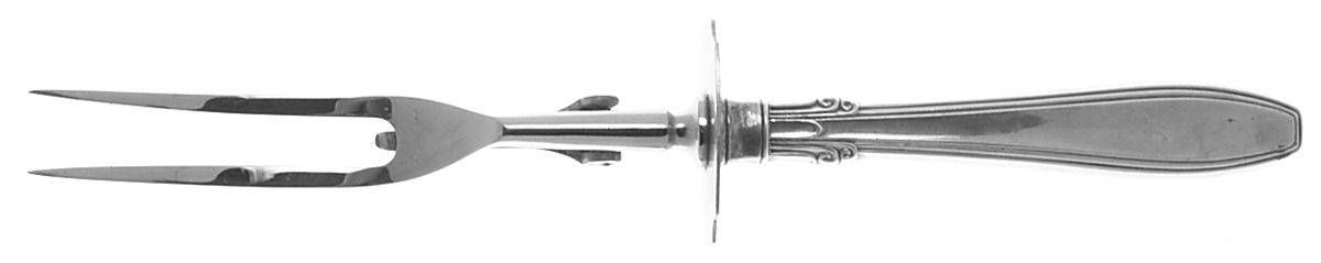 Nocturne (Sterlng, 1938, No Monos) Large Stainless-Prong Roast Carving Fork by Gorham Silver-1