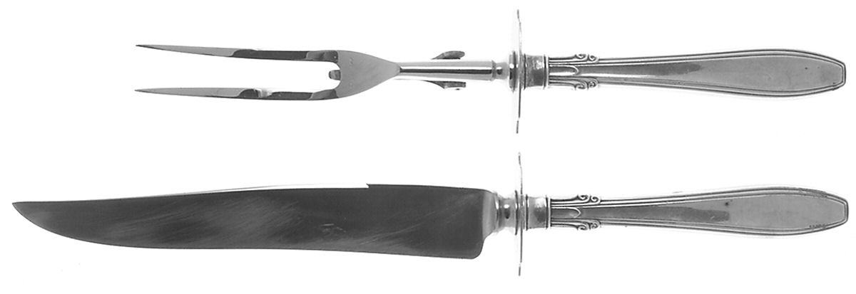 Nocturne (Sterlng, 1938, No Monos) Large 2-Piece Roast Carving Set w/ Stainless Blade by Gorham Silver-1