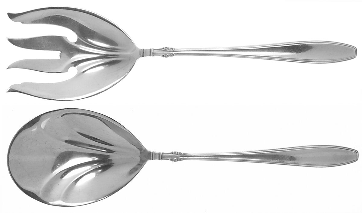 Nocturne (Sterlng, 1938, No Monos) (2 Pc) Solid Salad Set by Gorham Silver-1
