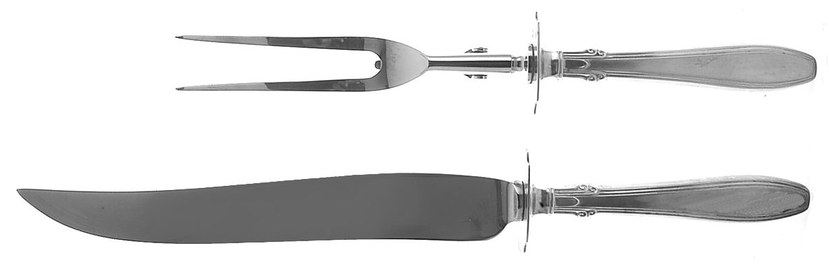 Nocturne (Sterlng, 1938, No Monos) Large 2-Piece Roast Carving Set w/Stainless Blade by Gorham Silver-1