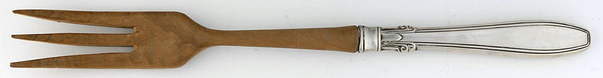 Nocturne (Sterlng, 1938, No Monos) Salad Serving Fork with Wooden Prongs by Gorham Silver-1