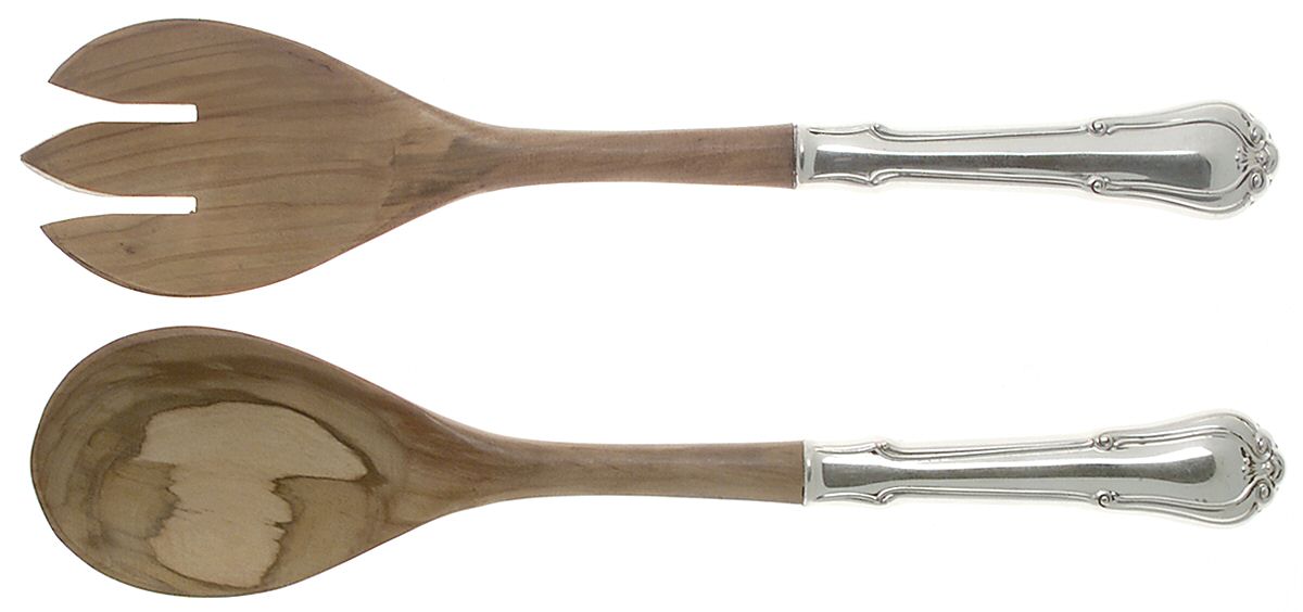 Norfolk-Villa Norfolk (Sterling) Wooden Bowl 2-Piece Salad Set by Gorham Silver-1