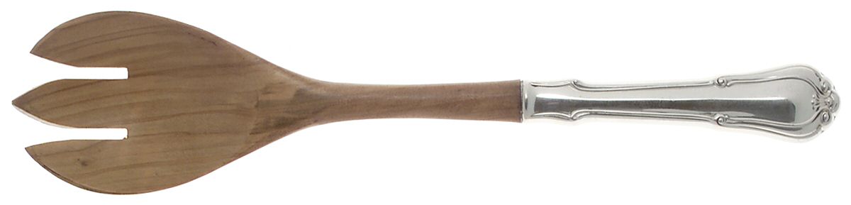 Norfolk-Villa Norfolk (Sterling) Salad Serving Fork with Wooden Prongs by Gorham Silver-1