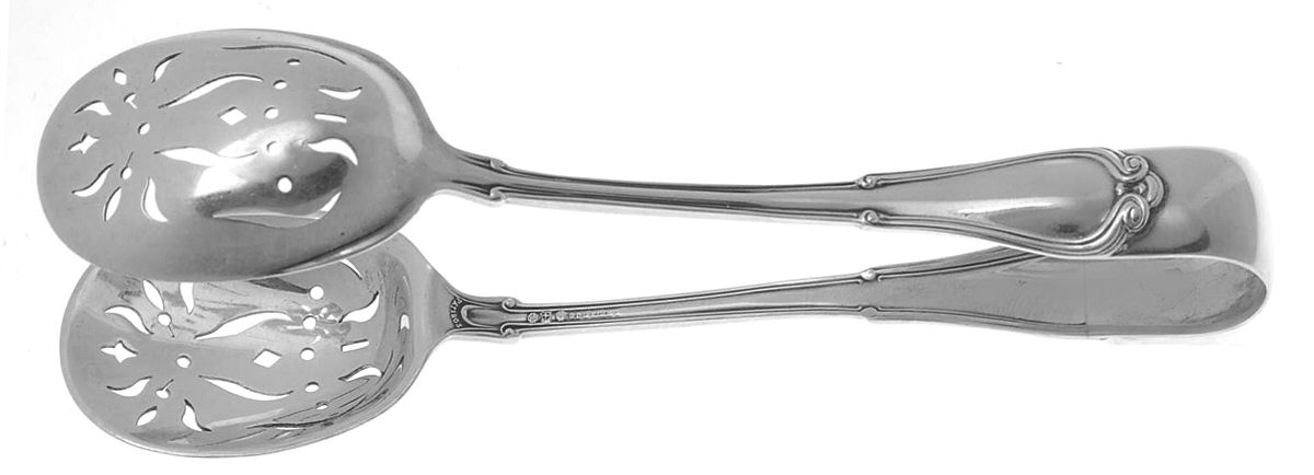 Norfolk-Villa Norfolk (Sterling) Large Ice Serving Tongs with Bowl Tips by Gorham Silver-1