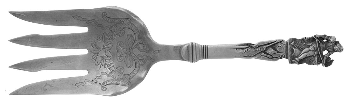 Nuremberg (Sterling, 1885) Large Solid Fish Serving Fork by Gorham Silver-1