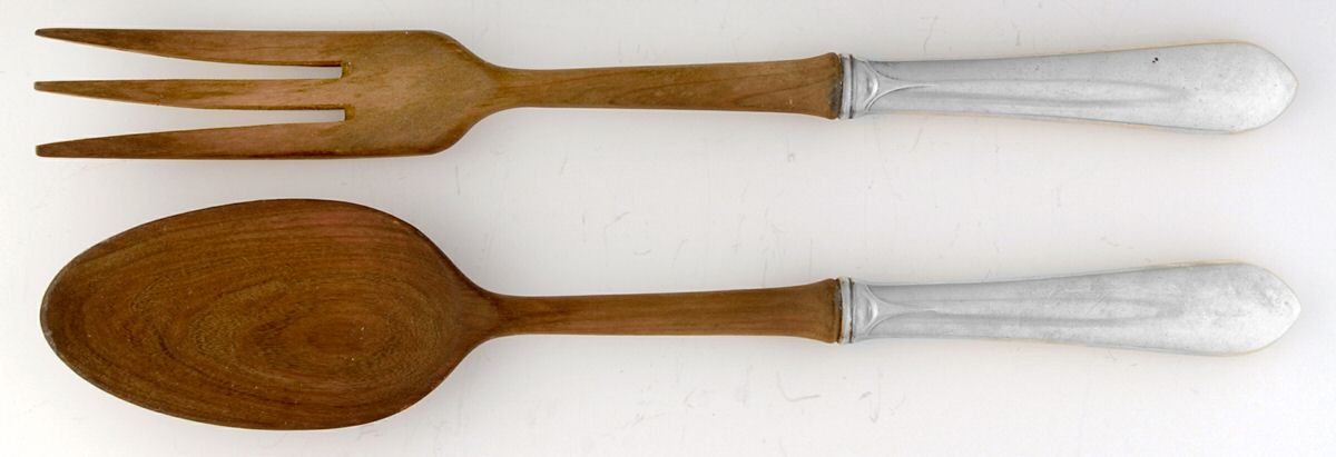 Old Colony-New (Sterling, 1926) Wooden Bowl 2-Piece Salad Set by Gorham Silver-1