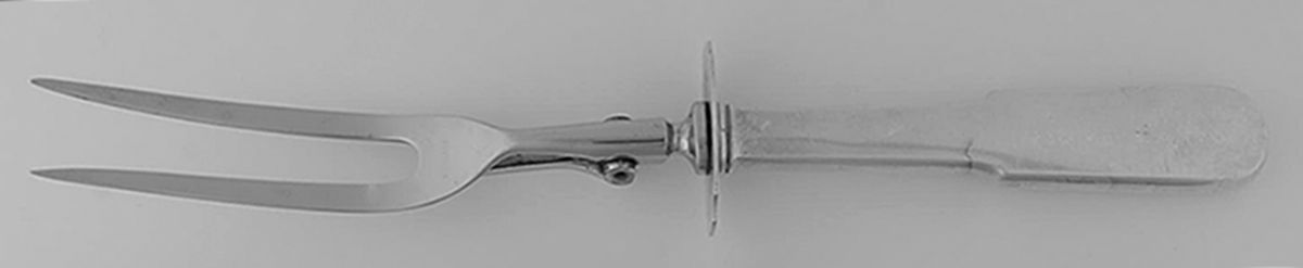 Old English Tipt (Sterling) Lg Carving Roast Fork Stnl Prong w/Sterling Guard by Gorham Silver-1