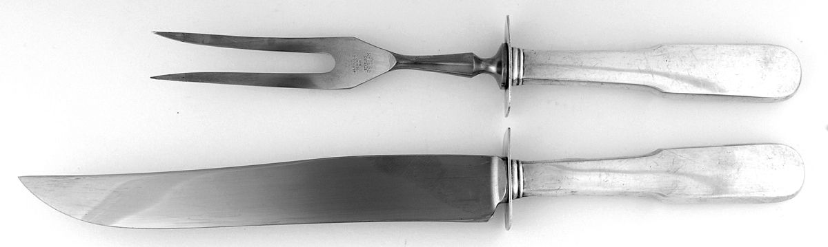 Old English Tipt (Sterling) 2 Piece Small Carving Set W/ Sterling Guard by Gorham Silver-1