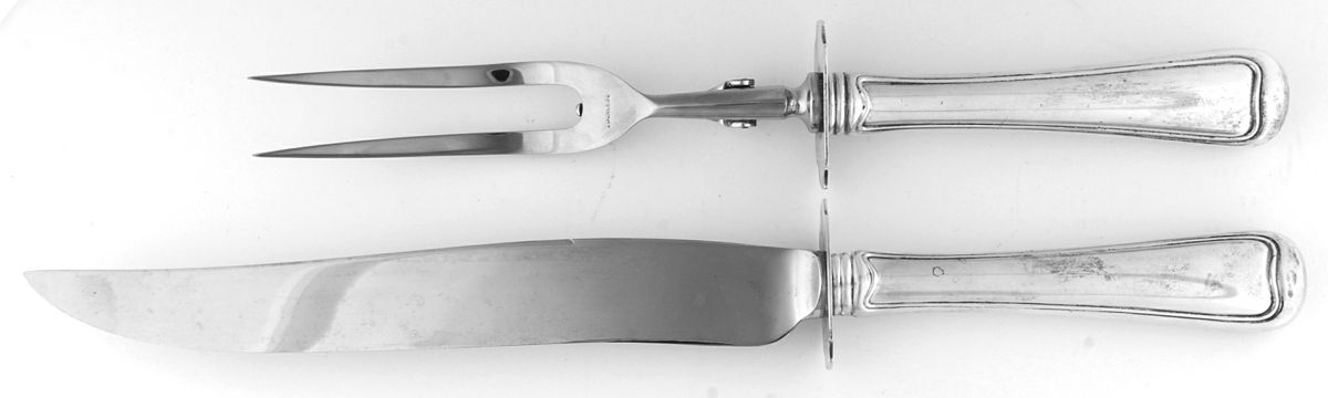 Old French (Sterling, 1905) (2 Pc)Carving Set-Lg Stnbl/Roast w/Sterling Guard by Gorham Silver-1