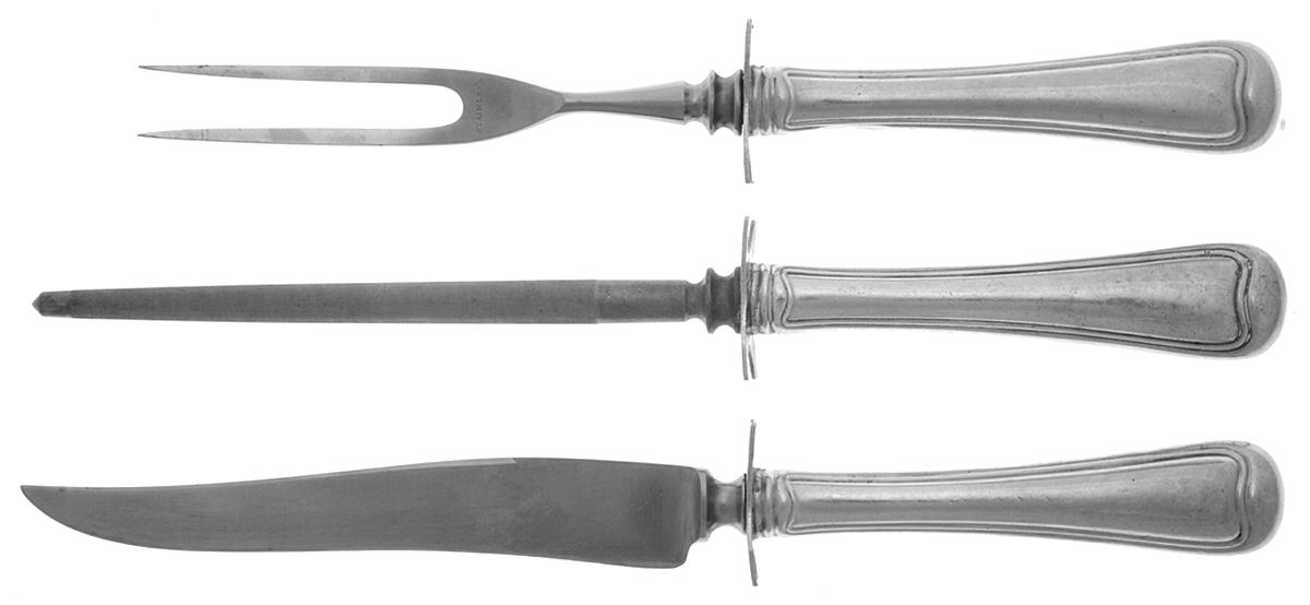 Old French (Sterling, 1905) 3 Piece Small Carving Set W/Sterling Guard by Gorham Silver-1