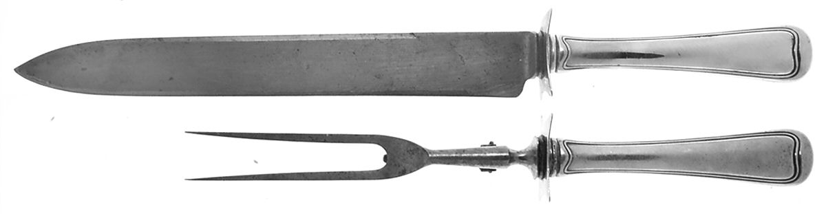 Old French (Sterling, 1905) Large 2-Piece Roast Carving Set w/Stainless Blade by Gorham Silver-1