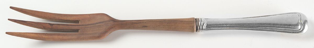 Old French (Sterling, 1905) Salad Serving Fork with Wooden Prongs by Gorham Silver-1