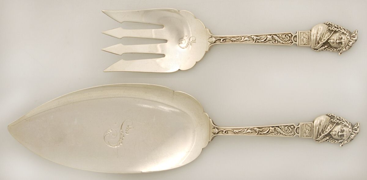 Old Masters (Sterling, 1885) 2 Piece Large Solid Fish Serving Set by Gorham Silver-1