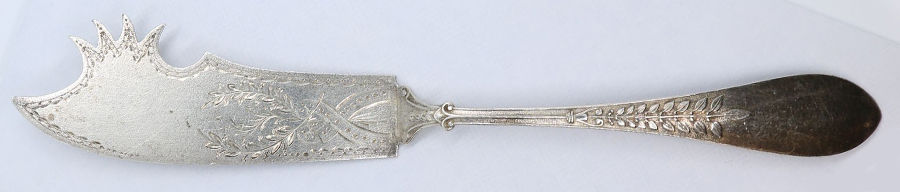 Palm (Sterling, 1870) Cheese Serving Knife Bright Cut by Gorham Silver-1