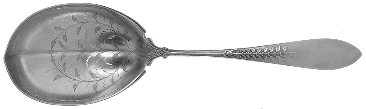Palm (Sterling, 1870) Solid Bright Cut Vegetable Serving Spoon by Gorham Silver-1