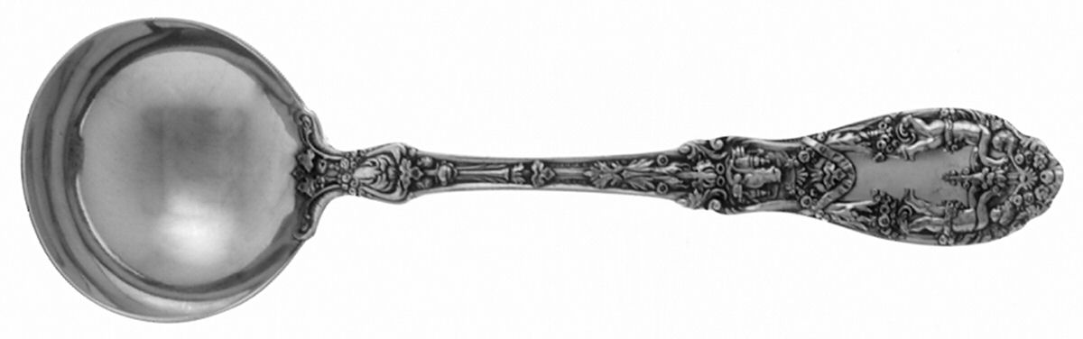 Paris (Sterling, 1900, No Monograms) Round Bowl Soup Spoon (Bouillon) by Gorham Silver-1