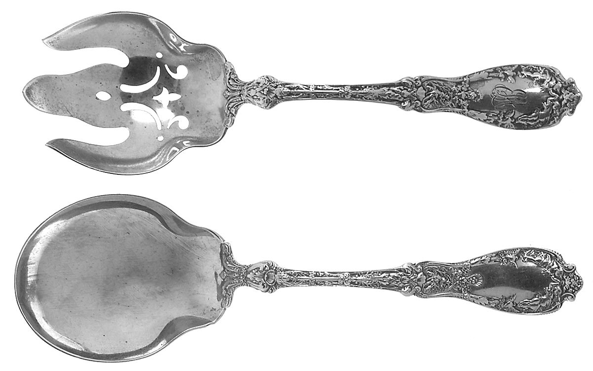 Paris (Sterling, 1900, No Monograms) (2 Pc) Solid Salad Set by Gorham Silver-1
