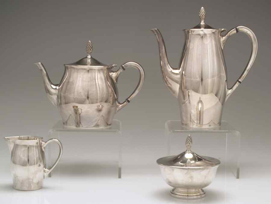 Paul Revere (Silverplate, Hollowware) (4 Piece) Silverplate Tea Set by Gorham Silver-1