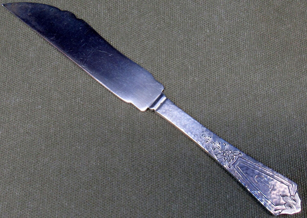 Pattern A (Sterling, 1912, No Monograms) Individual Solid Fish Knife by Gorham Silver-1