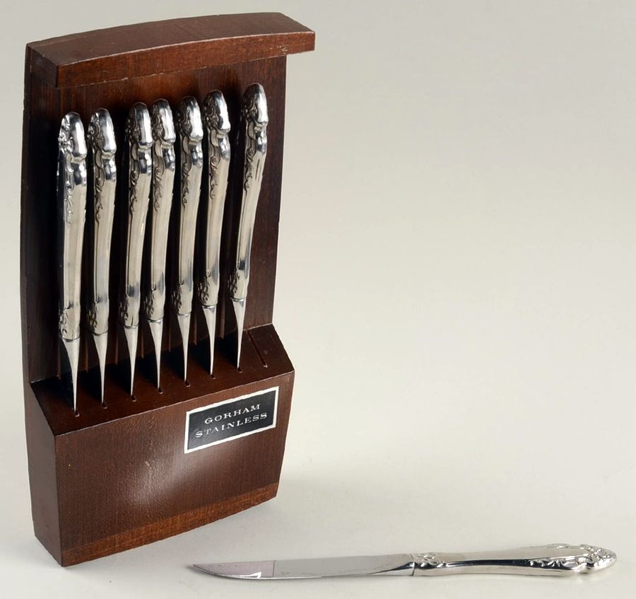 Pierced Baroque (Stainless) (Set of 8) Individual Steak Knives & Case by Gorham Silver-1