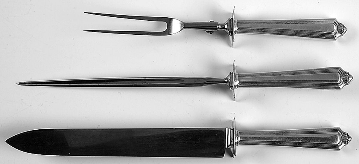 Plymouth (Sterling, 1911) Large 3-Piece Roast Carving Set w/ Stainless Blade by Gorham Silver-1