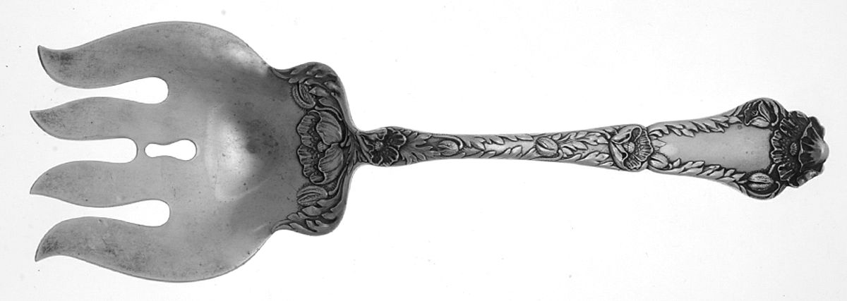 Poppy (Sterling, 1902) Large Solid Fish Serving Fork by Gorham Silver-1