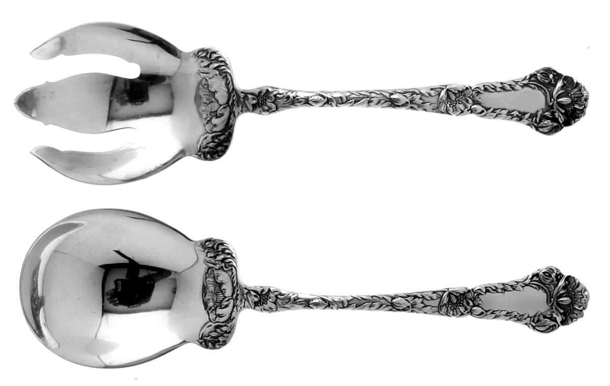 Poppy (Sterling, 1902) (2 Pc) Solid Salad Set by Gorham Silver-1