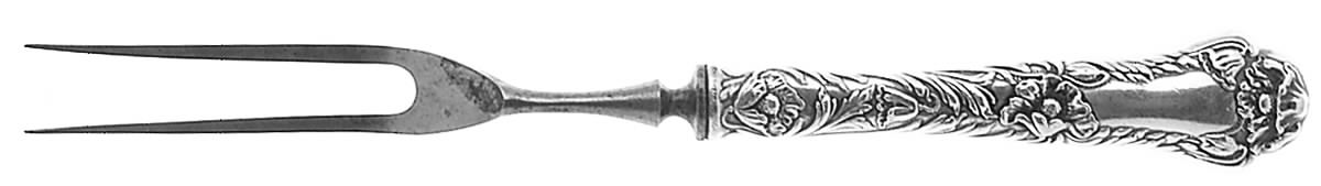 Poppy (Sterling, 1902) Small Steak Carving Fork with Stainless Prongs by Gorham Silver-1