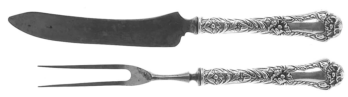 Poppy (Sterling, 1902) Small Stainless Blade 2-Piece Steak Carving Set by Gorham Silver-1