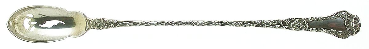 Poppy (Sterling, 1902) Pierced Bowl Long Handle Olive Spoon by Gorham Silver-1