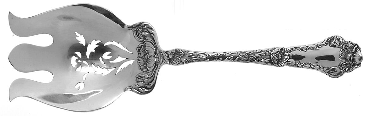 Poppy (Sterling, 1902) Vegetable Serving Fork (Solid) by Gorham Silver-1