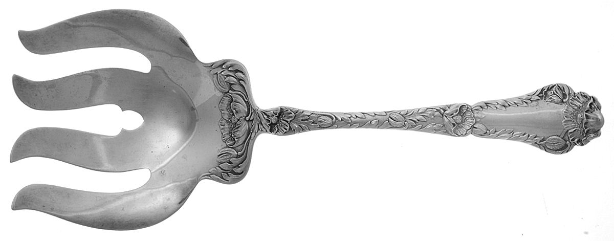 Poppy (Sterling, 1902) Large Solid Asparagus Serving Fork by Gorham Silver-1
