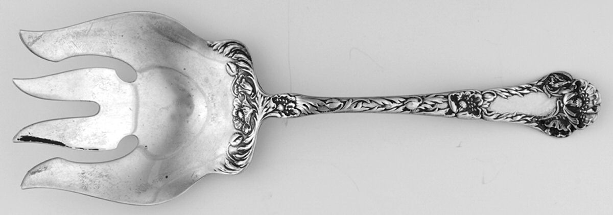 Poppy (Sterling, 1902) Small Solid Fish Serving Fork by Gorham Silver-1