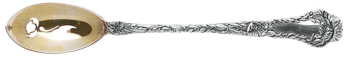 Poppy (Sterling, 1902) Pierced Bowl Short Handle Olive Spoon by Gorham Silver-1