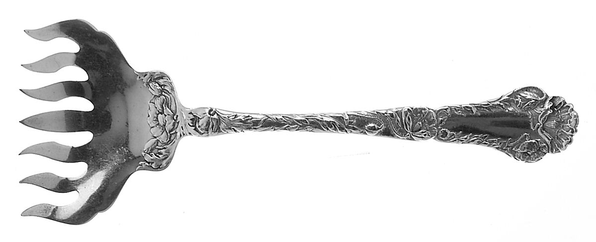 Poppy (Sterling, 1902) Large Solid Tined Sardine Serving Fork by Gorham Silver-1