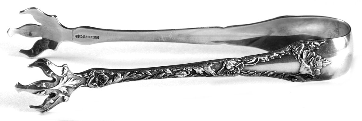 Poppy (Sterling, 1902) Large Sugar Tongs by Gorham Silver-1