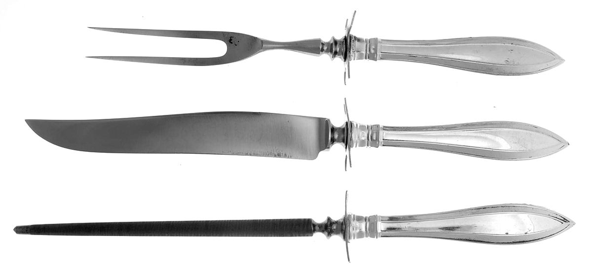 Portsmouth (Sterling, 1918, No Monograms) Small Steak 3-Piece Carving Set w/Stainless Blade by Gorham Silver-1
