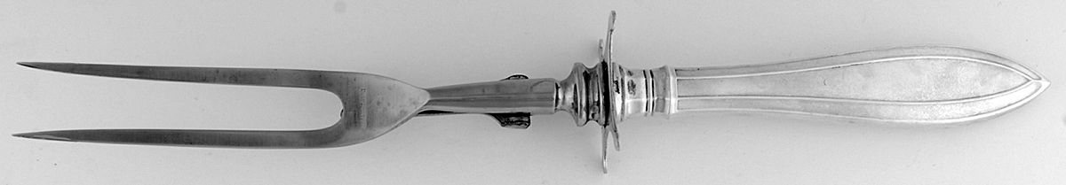 Portsmouth (Sterling, 1918, No Monograms) Large Stainless-Prong Roast Carving Fork by Gorham Silver-1