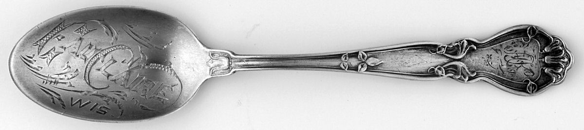 Portland (Sterling, 1904) Monogram Five O'Clock Souvenir Spoon by Gorham Silver-1
