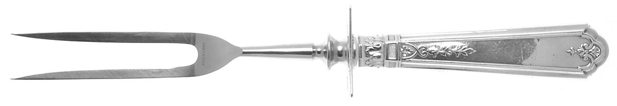 Princess Patricia (Sterling, 1926, No Monos) Lg Carving/Roast Fork-Stn Prong w/Sterling Guard by Gorham Silver-1