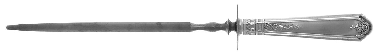 Princess Patricia (Sterling, 1926, No Monos) Large Knife Sharpener-Steel Rod w/Sterling Guard by Gorham Silver-1