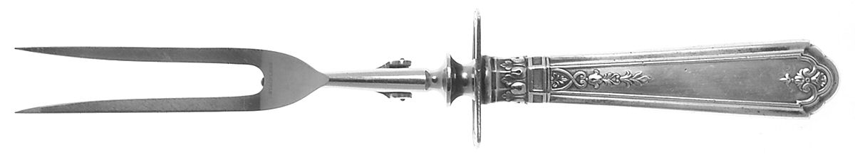 Princess Patricia (Sterling, 1926, No Monos) Large Stainless-Prong Roast Carving Fork by Gorham Silver-1