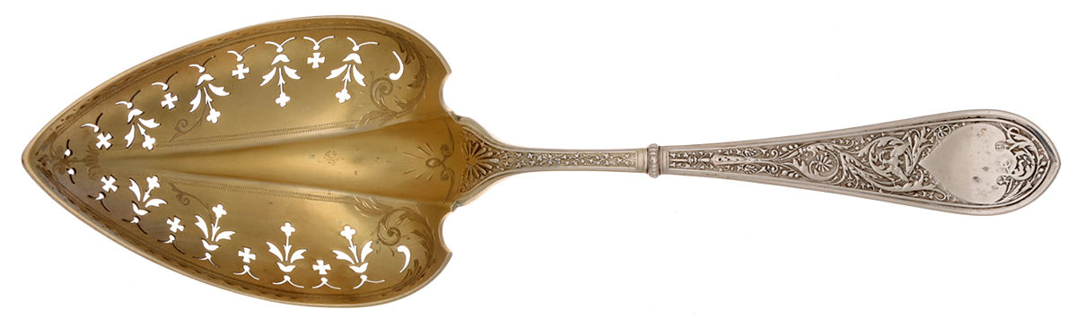 Raphael (Sterling, 1875) Large Bright Cut Ice Serving Spoon by Gorham Silver-1