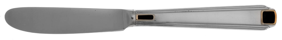 Regalia Court-Onyx (Stainless, Gold Accent) Modern Hollow Butter Spreader (Stainless) by Gorham Silver-1