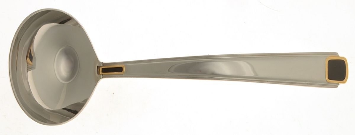 Regalia Court-Onyx (Stainless, Gold Accent) Solid Gravy Ladle by Gorham Silver-1