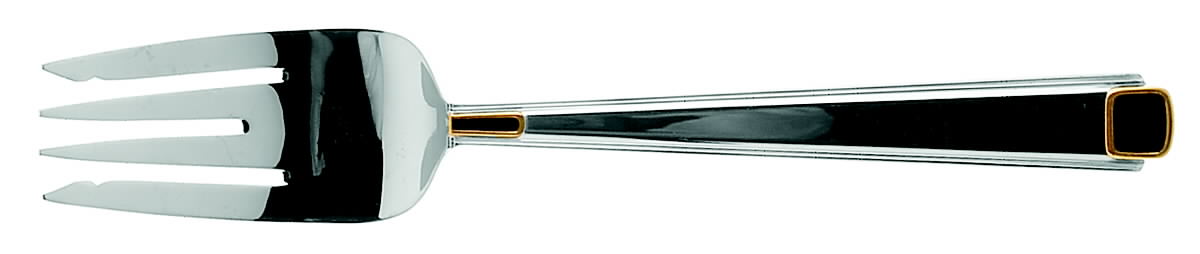 Regalia Court-Onyx (Stainless, Gold Accent) Medium Solid Cold Meat Serving Fork by Gorham Silver-1