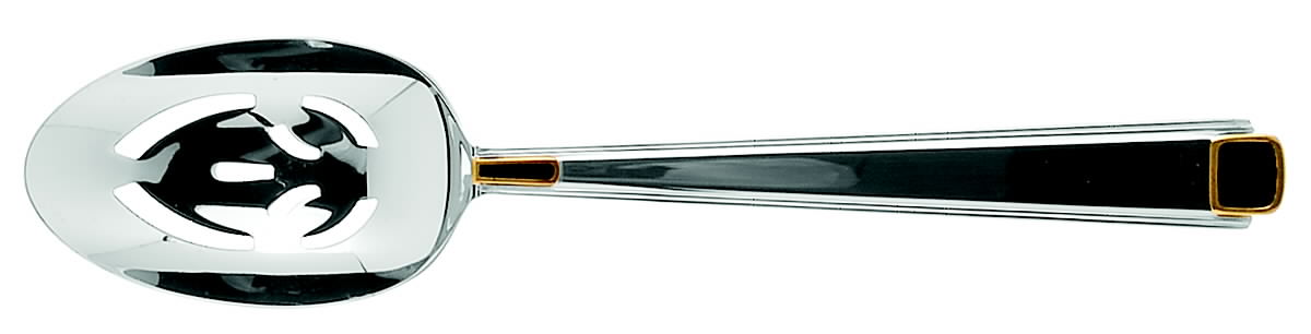 Regalia Court-Onyx (Stainless, Gold Accent) Pierced Tablespoon (Serving Spoon) by Gorham Silver-1